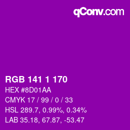 カラーコード: RGB 141 1 170 | qconv.com