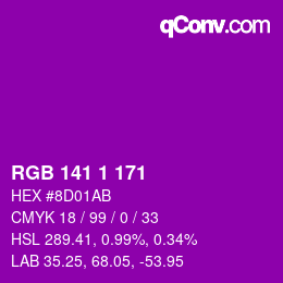 Color code: RGB 141 1 171 | qconv.com