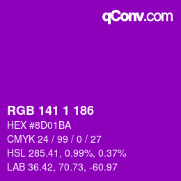 Color code: RGB 141 1 186 | qconv.com