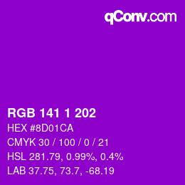 Color code: RGB 141 1 202 | qconv.com