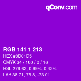 カラーコード: RGB 141 1 213 | qconv.com
