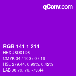 カラーコード: RGB 141 1 214 | qconv.com