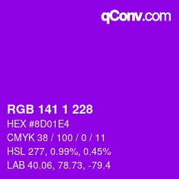 Color code: RGB 141 1 228 | qconv.com