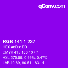 カラーコード: RGB 141 1 237 | qconv.com