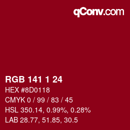 Color code: RGB 141 1 24 | qconv.com
