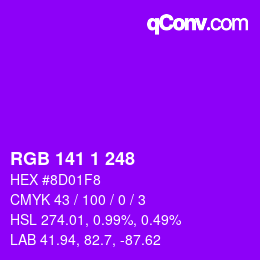 カラーコード: RGB 141 1 248 | qconv.com