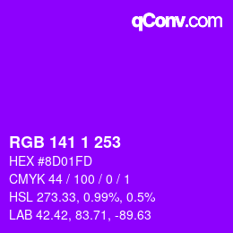カラーコード: RGB 141 1 253 | qconv.com