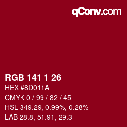 Color code: RGB 141 1 26 | qconv.com