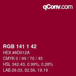 カラーコード: RGB 141 1 42 | qconv.com