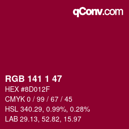 Color code: RGB 141 1 47 | qconv.com
