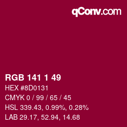 Color code: RGB 141 1 49 | qconv.com