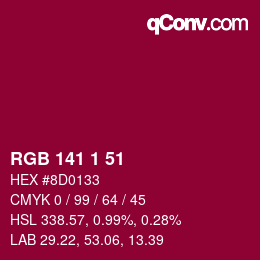 Color code: RGB 141 1 51 | qconv.com
