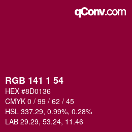 Color code: RGB 141 1 54 | qconv.com