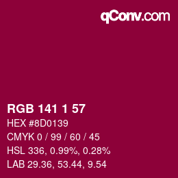 Color code: RGB 141 1 57 | qconv.com