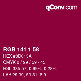 Color code: RGB 141 1 58 | qconv.com