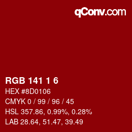 Color code: RGB 141 1 6 | qconv.com
