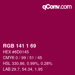 カラーコード: RGB 141 1 69 | qconv.com