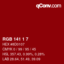 カラーコード: RGB 141 1 7 | qconv.com