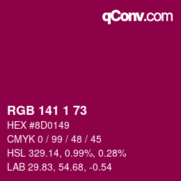 Color code: RGB 141 1 73 | qconv.com