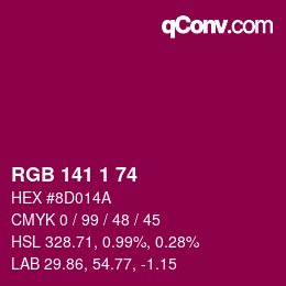 カラーコード: RGB 141 1 74 | qconv.com
