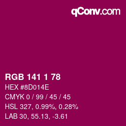 Color code: RGB 141 1 78 | qconv.com
