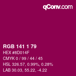 Color code: RGB 141 1 79 | qconv.com