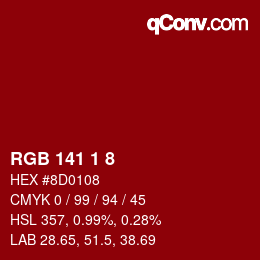 Código de color: RGB 141 1 8 | qconv.com