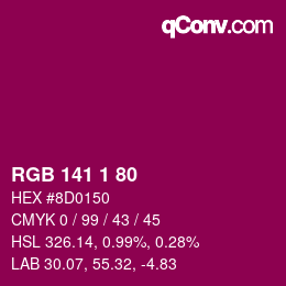 Color code: RGB 141 1 80 | qconv.com