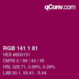 Color code: RGB 141 1 81 | qconv.com