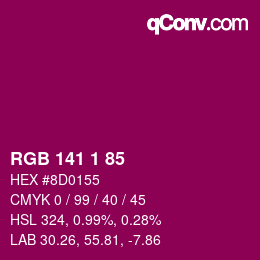 Color code: RGB 141 1 85 | qconv.com