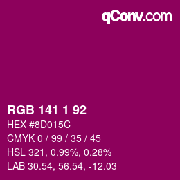 Color code: RGB 141 1 92 | qconv.com