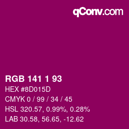 Color code: RGB 141 1 93 | qconv.com