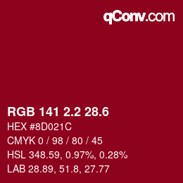 カラーコード: RGB 141 2.2 28.6 | qconv.com