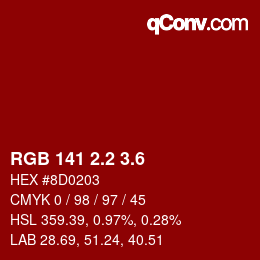 カラーコード: RGB 141 2.2 3.6 | qconv.com