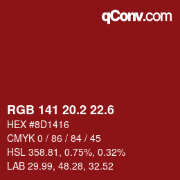 カラーコード: RGB 141 20.2 22.6 | qconv.com
