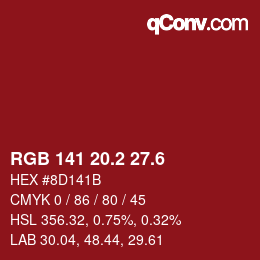 カラーコード: RGB 141 20.2 27.6 | qconv.com