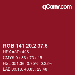 カラーコード: RGB 141 20.2 37.6 | qconv.com