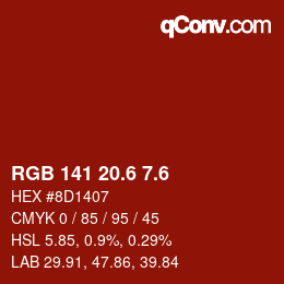 カラーコード: RGB 141 20.6 7.6 | qconv.com
