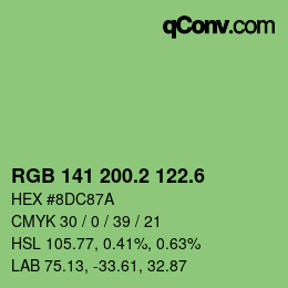 カラーコード: RGB 141 200.2 122.6 | qconv.com