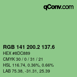 カラーコード: RGB 141 200.2 137.6 | qconv.com