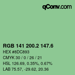 カラーコード: RGB 141 200.2 147.6 | qconv.com