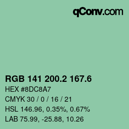 カラーコード: RGB 141 200.2 167.6 | qconv.com