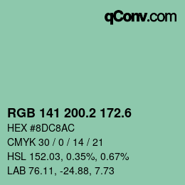 カラーコード: RGB 141 200.2 172.6 | qconv.com