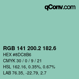 カラーコード: RGB 141 200.2 182.6 | qconv.com