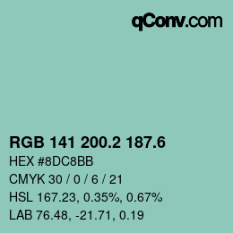 カラーコード: RGB 141 200.2 187.6 | qconv.com