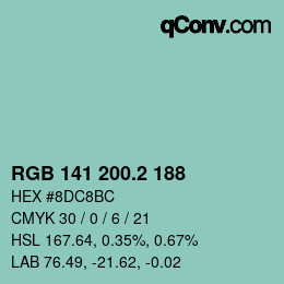 Farbcode: RGB 141 200.2 188 | qconv.com