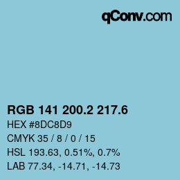 カラーコード: RGB 141 200.2 217.6 | qconv.com