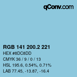 カラーコード: RGB 141 200.2 221 | qconv.com