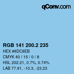 カラーコード: RGB 141 200.2 235 | qconv.com