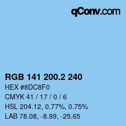 カラーコード: RGB 141 200.2 240 | qconv.com